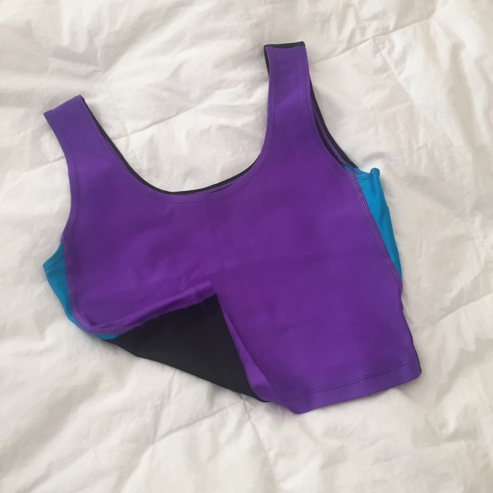 80s color block spandex crop top
